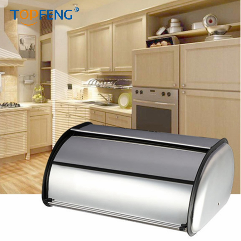 1Pc Large Stainless Steel Bread Box Storage Bin Keeper Food Kitchen Container Bread Holder