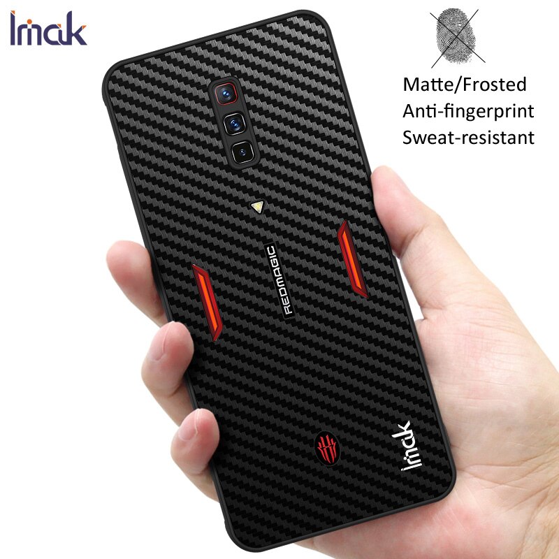 Imak Pu Leather Case Voor Zte Nubia Red Magic 6 Pro Carbon Fiber Fibre Saffiano Leather Protector Cover Shell