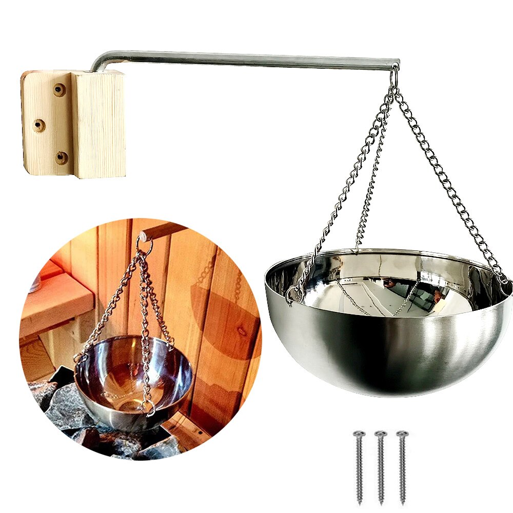 Cuenco de aceite de aromaterapia para Sauna, recipiente de acero inoxidable, soporte de aceite esencial para Sauna y Spa, accesorio de Sauna de Material de madera