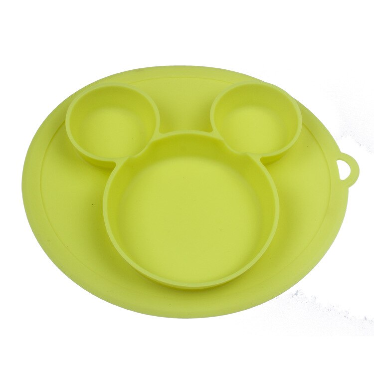 Middagsplader i silikone, fodring af bordservice til småbørn og børn, ikke bange for at falde middagsplader med sugekopper, baby: Grøn