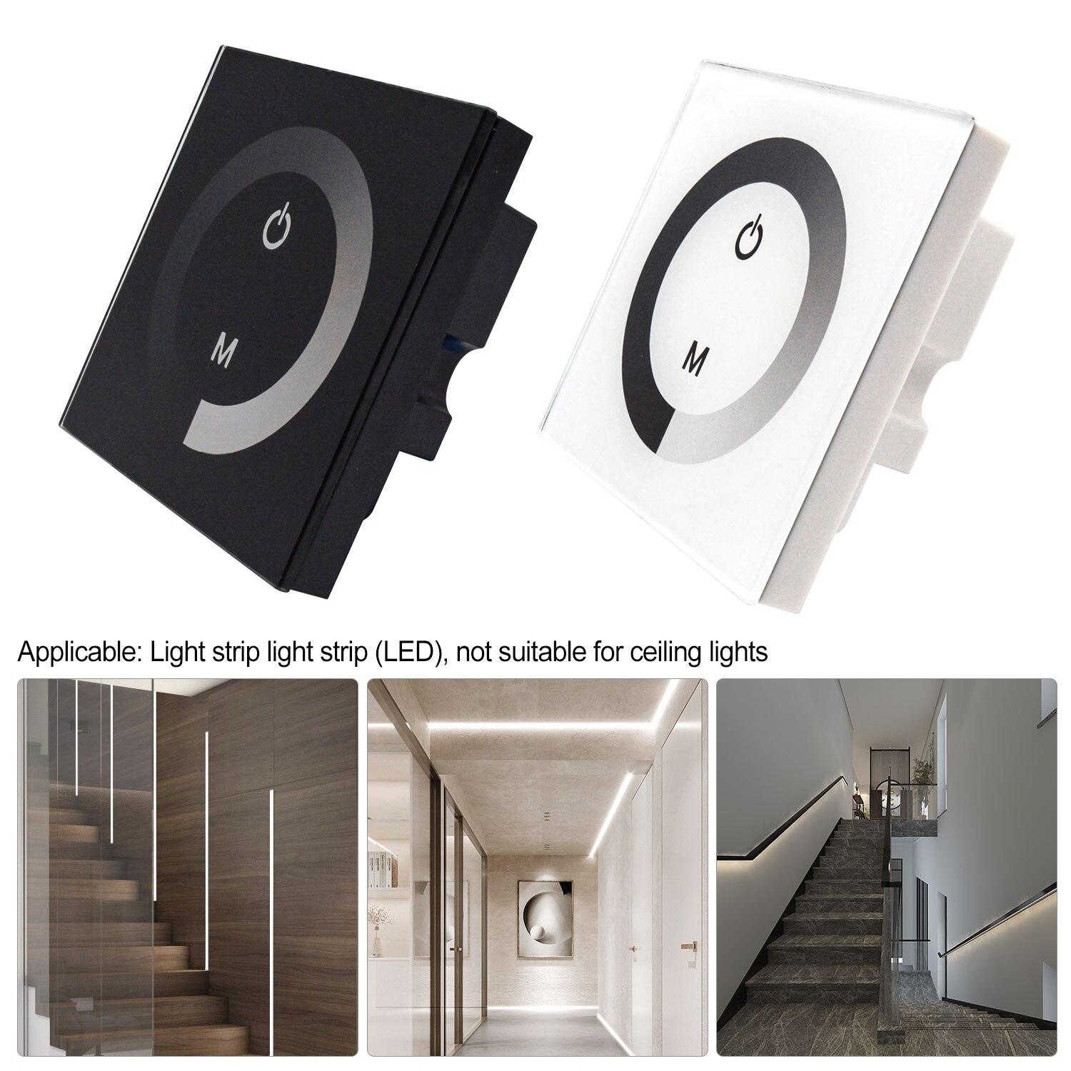 Dc 12v-24v Touch Panel Led Lights Dimmer Smart Controller white/black Wall Mounted Switch Lights Controller Hardware