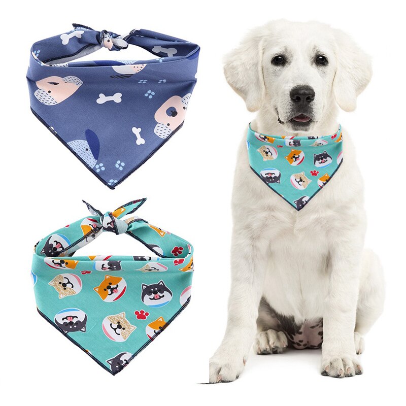 Adjustable Pet Bandana Scarf Dog Print Pattern Cotton Washable Dog Bibs Dog Accessories Summer Pet Dog Grooming Accessories S/L