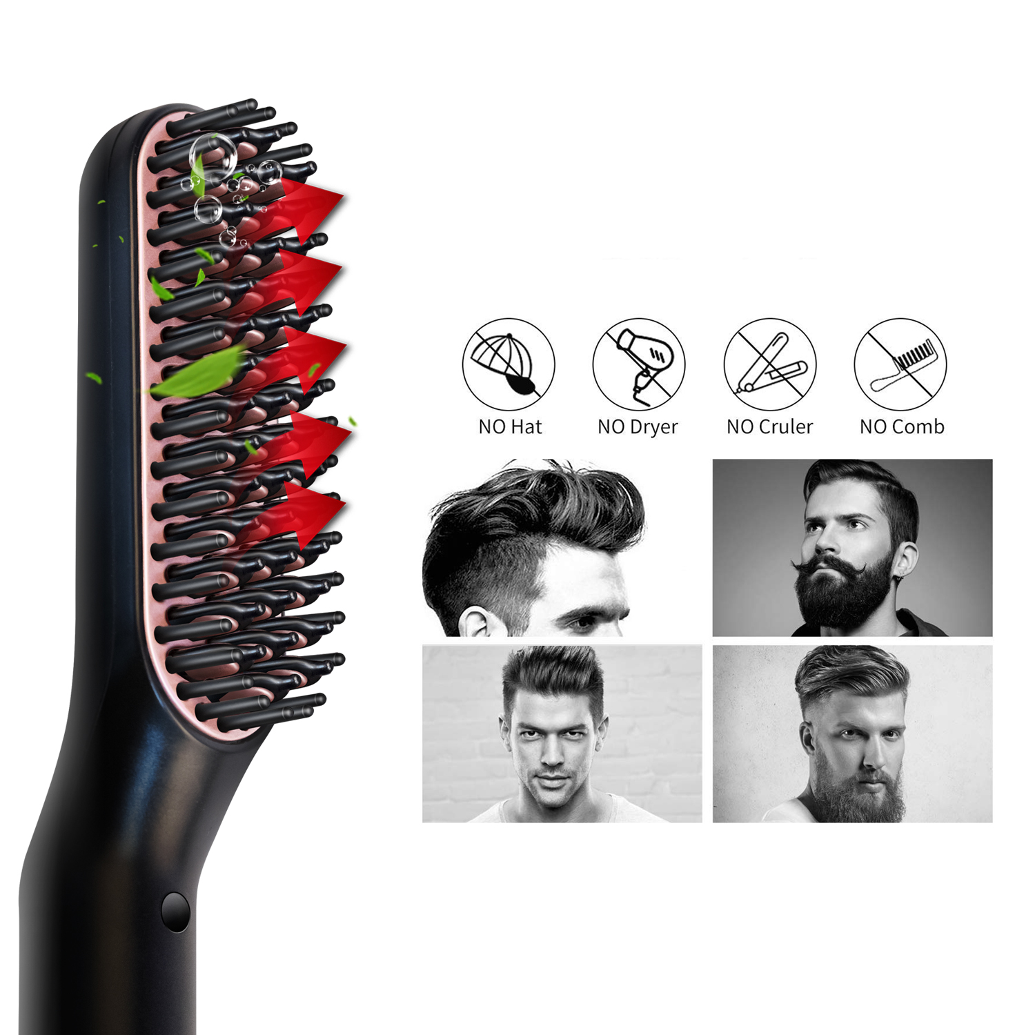 Hair Straightener Brush Men Beard Comb Heated Brushes Hair Styler Comb For Beard Brush Styling Tools Air Brush