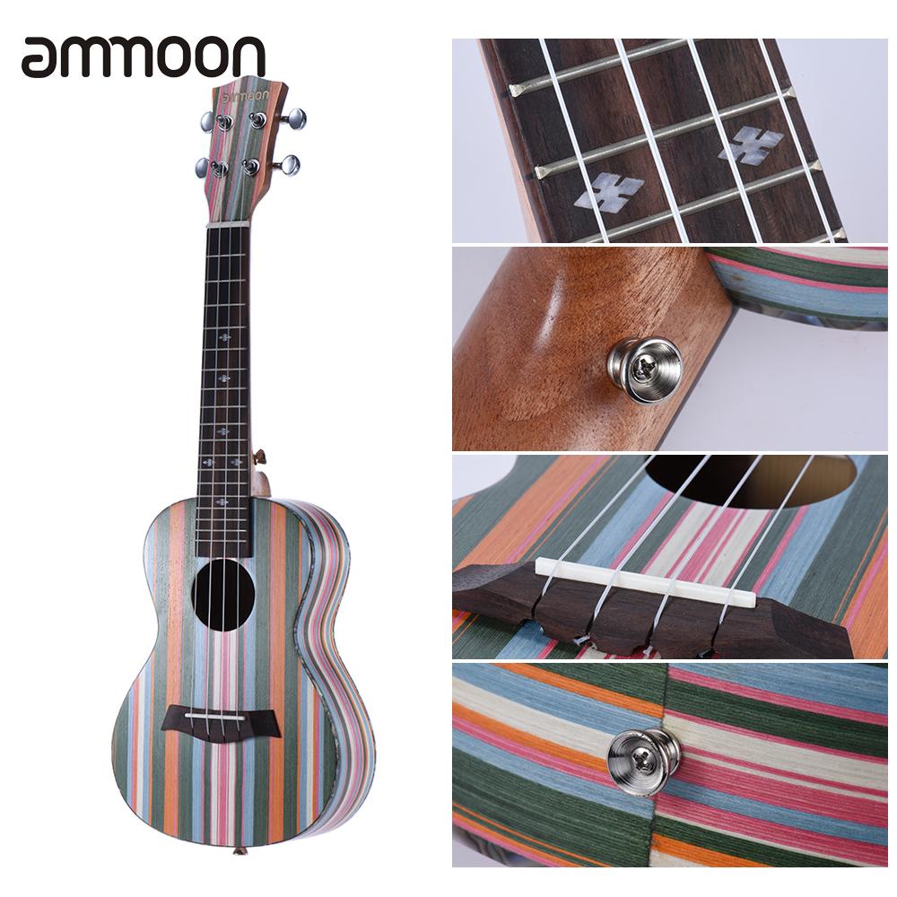 Ukelele Soprano acústico ammoon de 24 ", 18 trastes de madera, cuello Okoume, diapasón de palisandro,