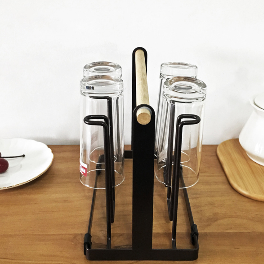 Jern metall håndverk japansk opp-ned kopp avløpsstativ glass henger koppholder hylle til kjøkken hvit svart farge 25*13*19cm verktøy