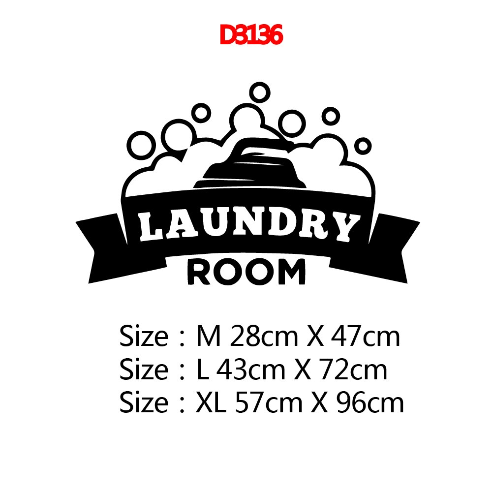 Fun buanderie lavage décorations pour la maison Pvc décalcomanie salon enfants chambre amovible décor stickers muraux adesivo de parede: D3136 / Size L