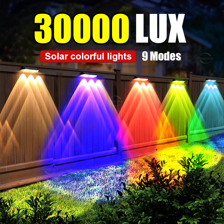 Wandlamp op zonne-energie Buiten LED-verlichting op zonne-energie RGB-kleur Lichtbron Down Lichtgevende verlichting Yard Garden Decoration Lamp op zonne-energie