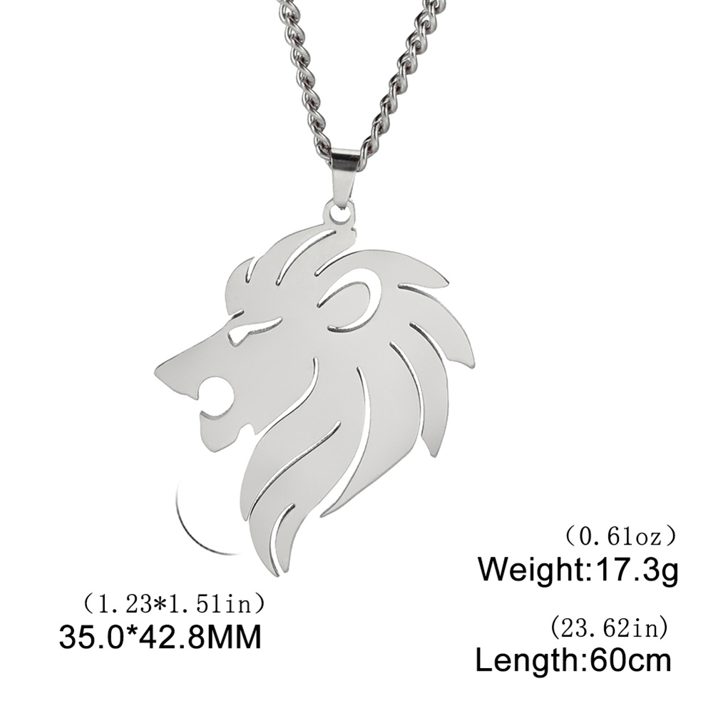 My Shape Roi Lion couronne pendentif collier hommes garçon en acier inoxydable punk animal loup charme collier Hip Hop bijoux,collier garcon enfan,coliers pour enfants garçon de,chaine homme: Couleur or pur