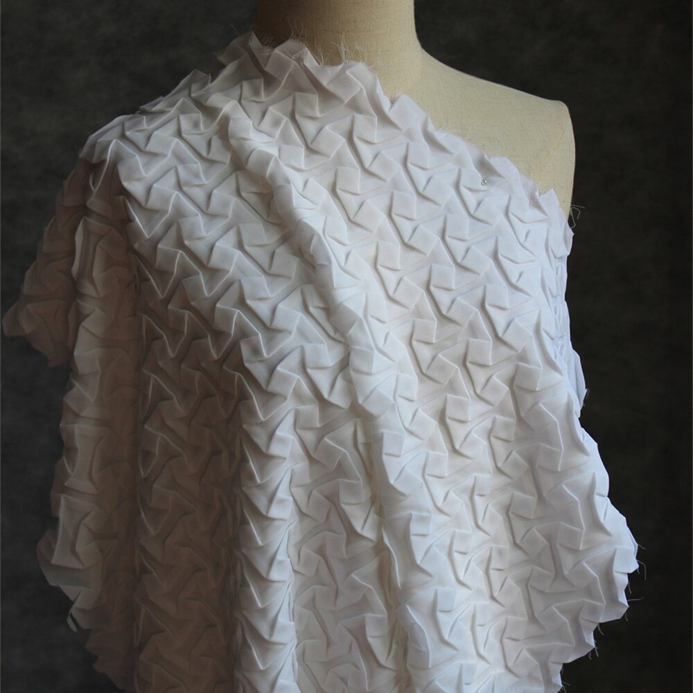Pleated Chiffon Fabric Hand Woven Fold DIY Patchwork Clothes Geometry Transform Skirt Dress Original Fabric 85*65cm