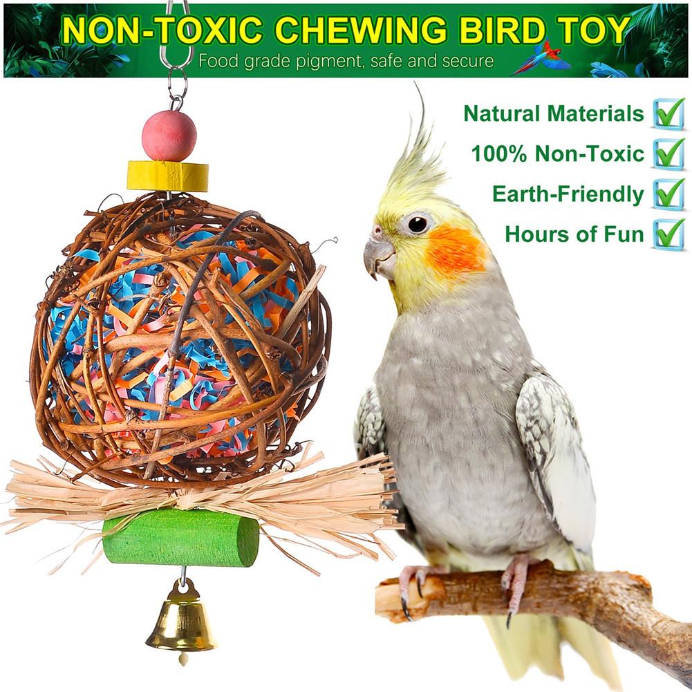 Columpio para aves, juguetes para aves, jaula para pájaros, perchas, colgante columpio, juguetes de ratán para conuras, loros, periquitos, cacatúas, guacamayos