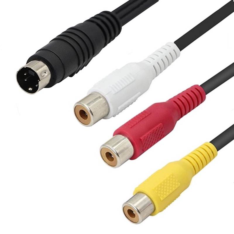 Cable adaptador de Audio y vídeo AV Mini DIN 4 Pin s-video macho a 3 RCA macho hembra, 30cm, 150cm, DVD, PC, TV