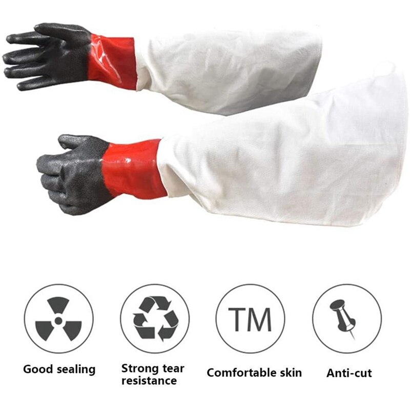 Gants de Protection de sableuse de sablage en caoutchouc de toile pour des armoires de sablage