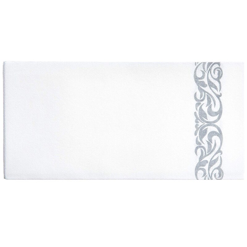 Wegwerp Handdoek Servetten/Bezoekers/Badkamers/Bruiloften/Zachte En Zachte Schoon Papier/100 Wit En Zilver retail