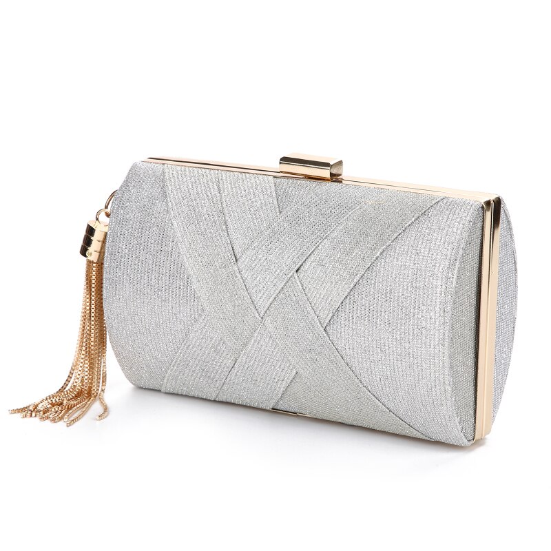 Dames sac à main femmes pochette de mariage Sequin violet sac à main pour mariée luxe gland sac à bandoulière ZD1495: Silver