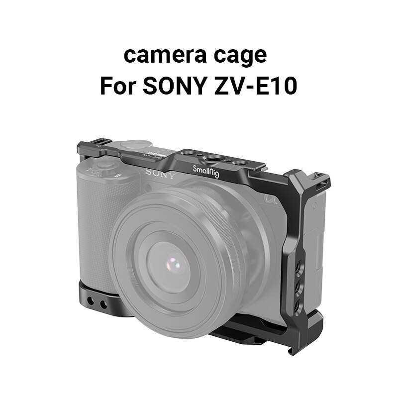 SmallRig-jaula de cámara Sony ZVE10 con mango de jaula de silicona, placa de liberación rápida Arca integrada, Kit de aparejo para Sony ZV-E10 3538: Cage
