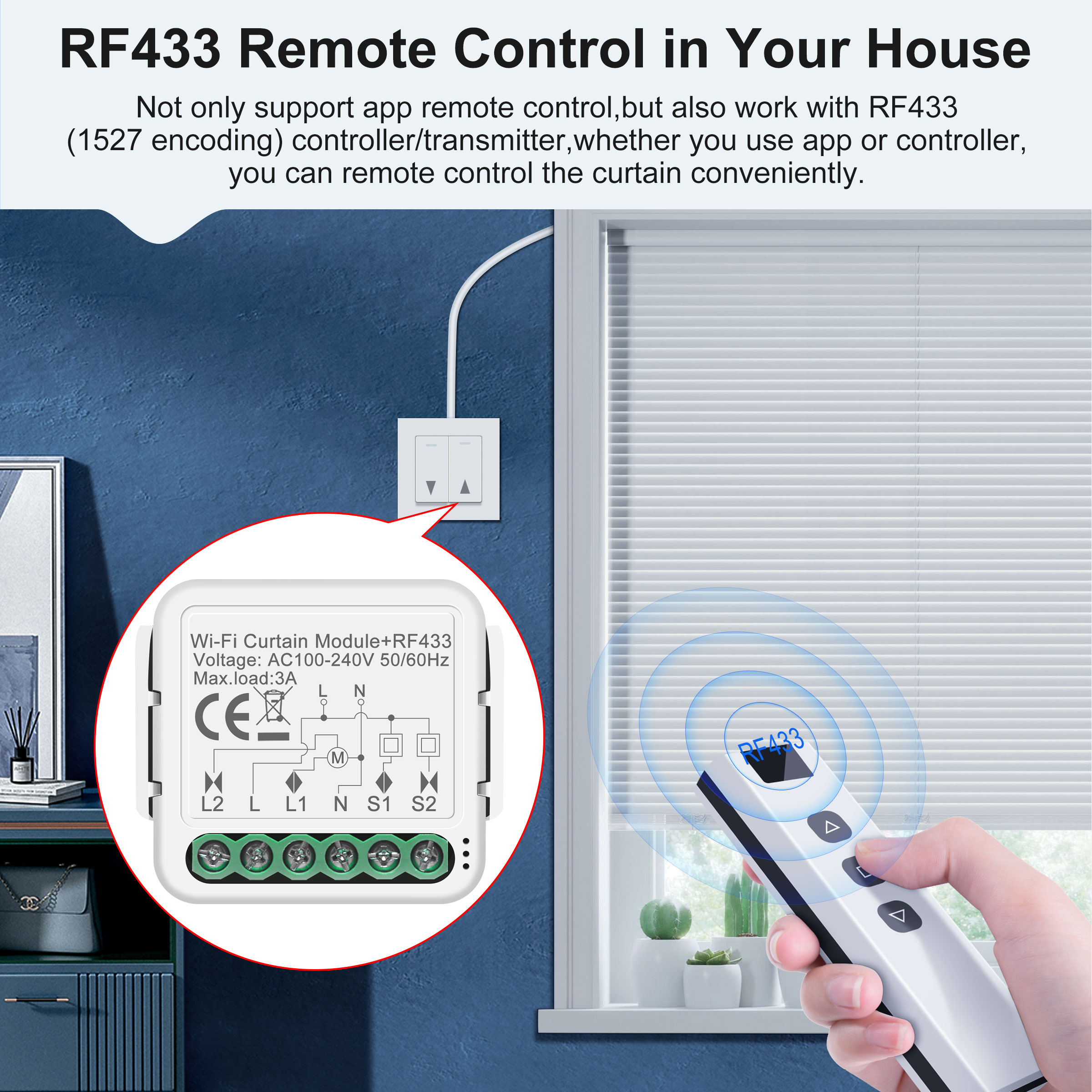 GIRIER Smart WiFi RF433 Modulo interruttore tenda per tapparella elettrica Motore cieco Relè di automazione domestica intelligente fai da te Lavoro Alexa