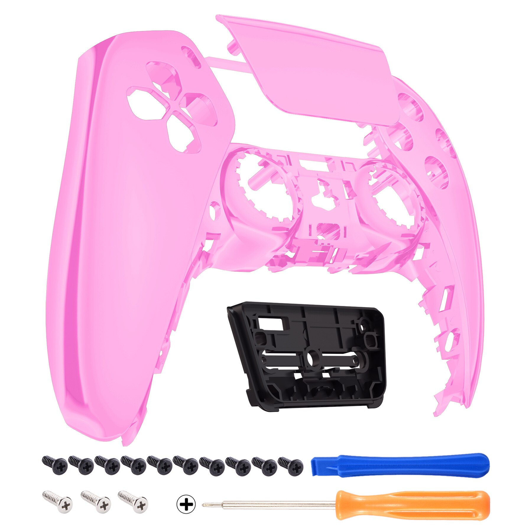 Extremerate Glossy Touchpad Front Behuizing Shell Diy Shell Custom Touch Pad Cover Faceplate Compatibel Met PS5 Controller: Chrome Pink