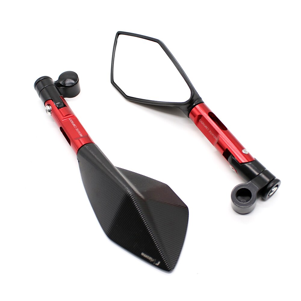 1 paar Motorfiets Accessoires Spiegels Motor CNC Aluminium Achteruitkijkspiegel Zijspiegel Wit Blauw Lens Motor Spiegels Universele: Red (white lens)