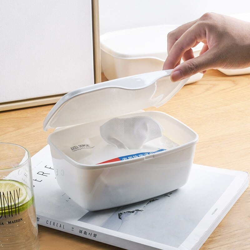 Våtservietter oppbevaringsboks flip cover støvtett baby våtserviett dispenser med klistremerker