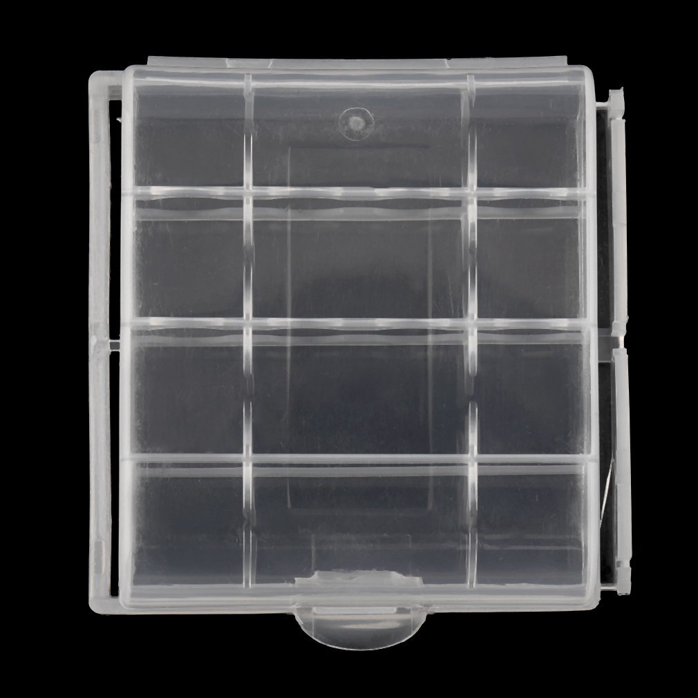 White Plastic Battery Storage Box Hard Plastic Case Cover Holder for 4 pcs AA AAA Batteries Transparent