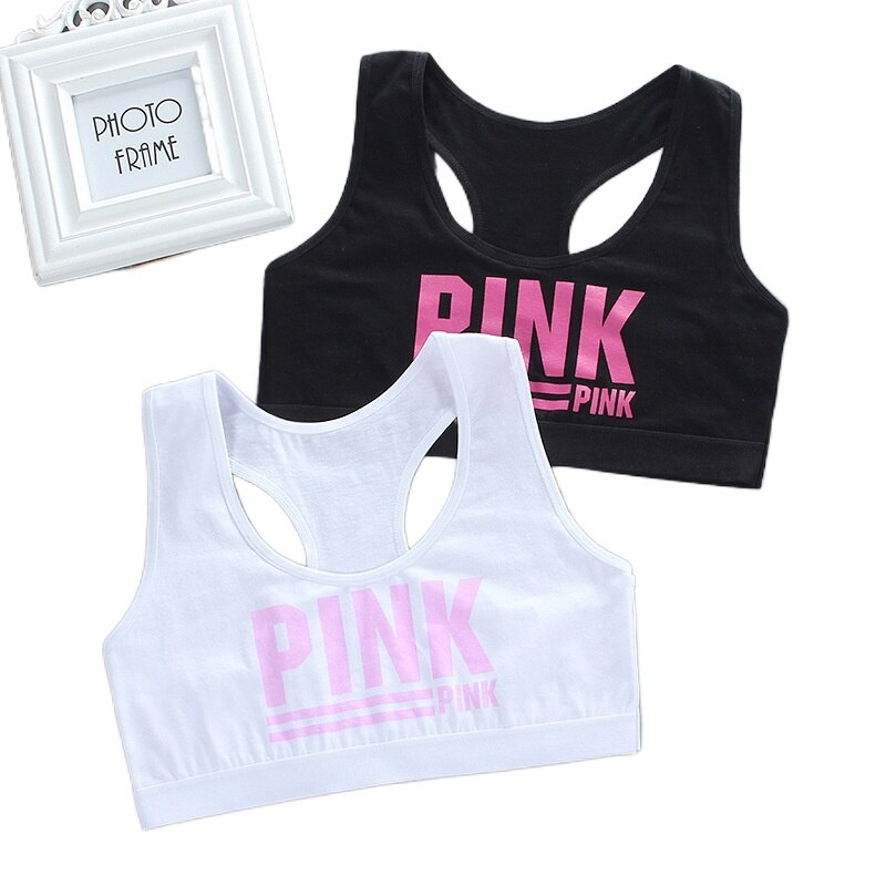 10PC Summer Girl Bras Teen Crop Top Sport Training Bras Puberty Underwear Vest Racerback Kids Tube Top Droppshipping 12: B 10pcs