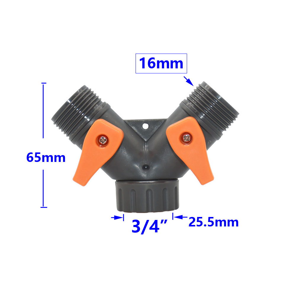 Garden Hose 2-Way Tap Hose Water Splitter Female 1/2 3/4" Thread Y Irrigation Valve Quick Connector Fittings For Faucets: Red