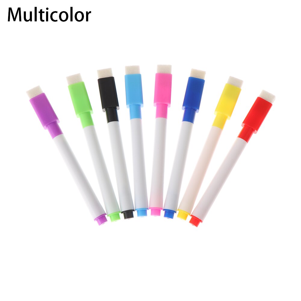 8pc Durable Non-toxic Plastic white board marker pens, dry erase easy whiteboard Markers with Eraser Signature: A-multicolor