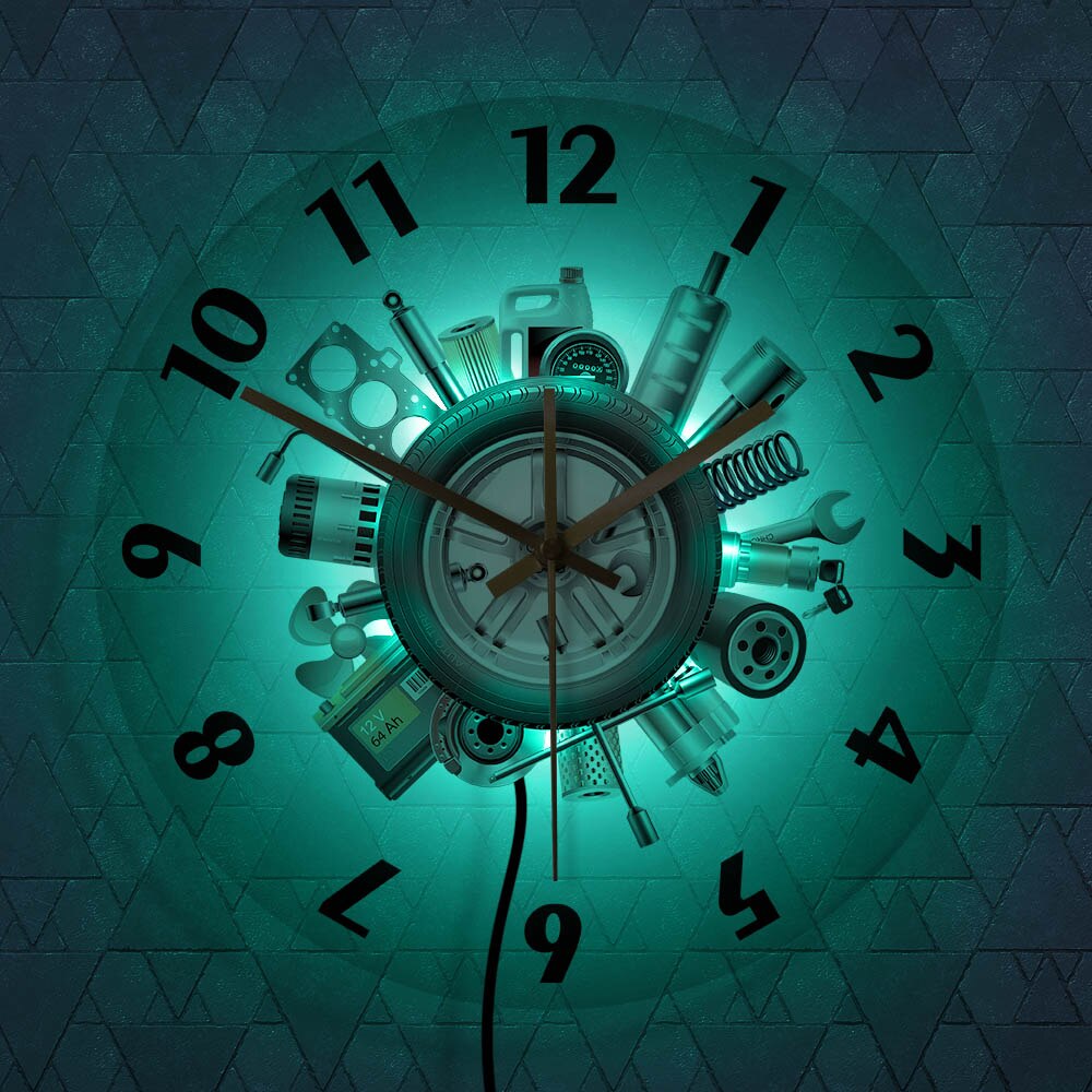 Horloge murale de Garage pour hommes | Outils de voiture, Pimp Your Ride Garage, horloge murale de Service de voiture moderne, horloge murale Non scintillante, décor de grotte, Auto pour hommes: 7 Colors LED