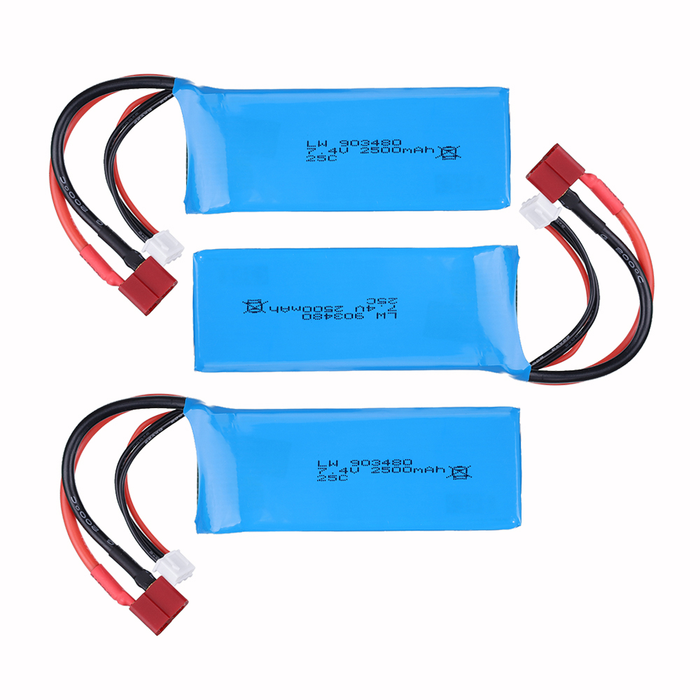 2S 7.4V Lipo battery for Wltoys 104001 124019 124018 144001 RC car battery spare parts 7.4v 2500mah RC Cars Boats Trucks Battery: WHITE