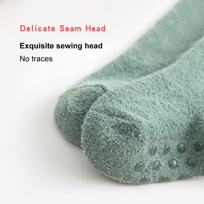 Anti-Slip Baby Sokken Herfst Winter Sokken Coral Fleece Zachte Warme Peuter Kinderen Meisjes Jongens Kleding Vloer Sokken Baby slippers