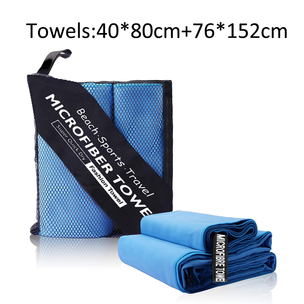 2-er- Pack mikrofaser-schnelltrocknungshandtücher: kompakt, weich, leicht und Ideal für Camping, wandern, fitnessstudio, Yoga, Strand, Sport und schwimmen.: Blau