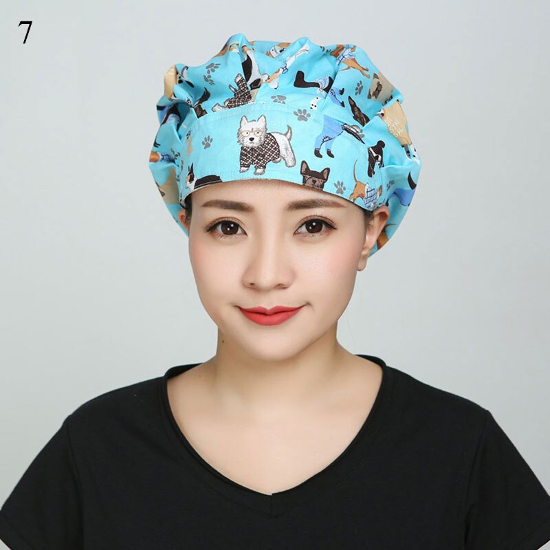 Sombreros para cocinar redondos ajustables Unisex, gorro de algodón a prueba de polvo, pañuelo para la cabeza con estampado de flamenco, gorros para cocinar dibujos animados, novedad