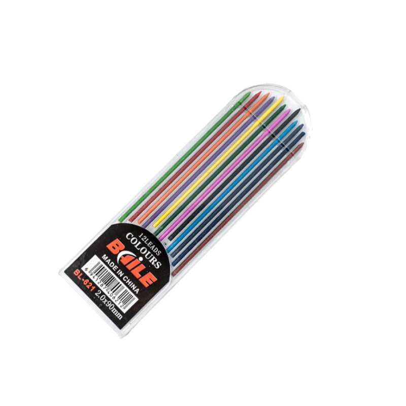 Lápiz mecánico de punta de escritura de 2,0mm, lápiz de plomo reemplazable para estudiantes, escuela y oficina: Color refills