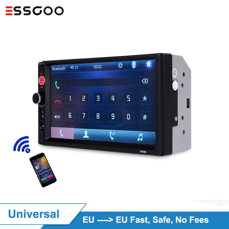 Essgoo 7010B Autoradio 2 Din Hd 7 "Touch Screen Stereo Bluetooth Fm Autoradio Auto Multimedia Speler Achteruitrijcamera spiegel Link