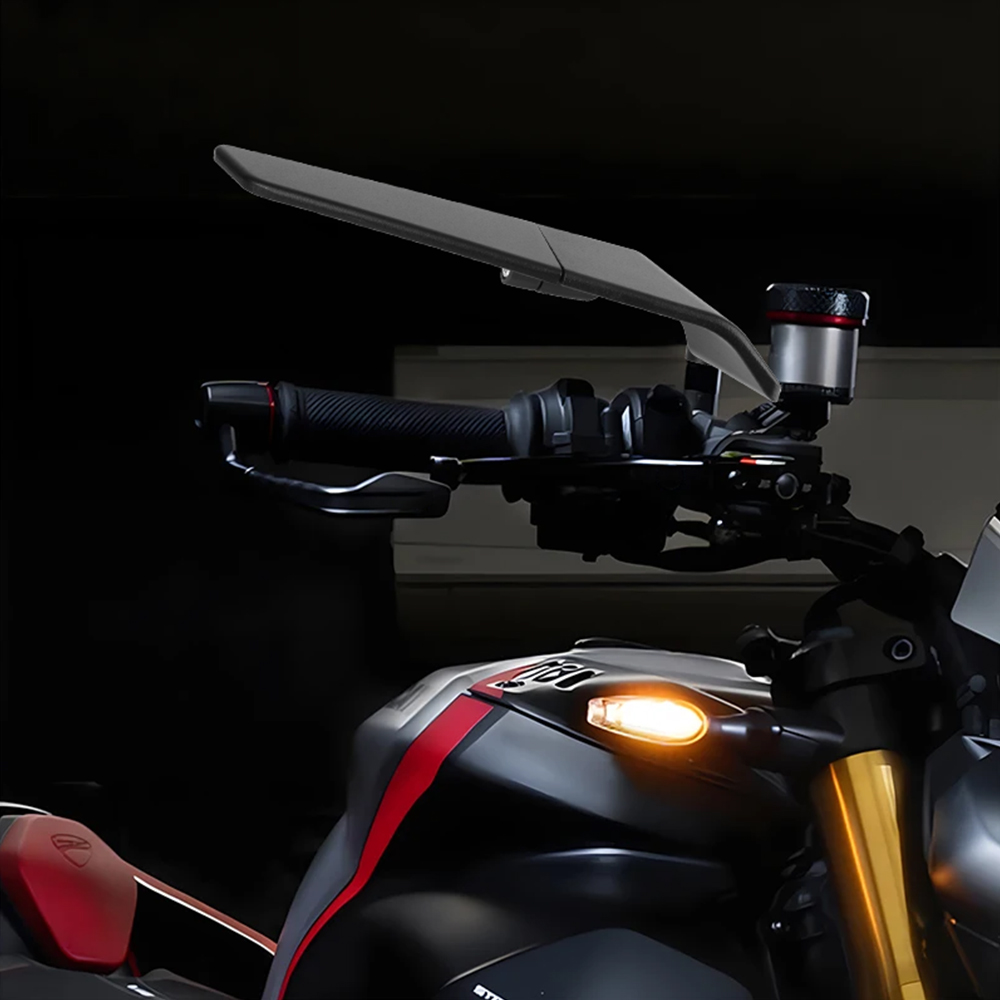 Anti-glare groothoek blauw glas 1 paar aluminium motorfiets achteruitkijkspiegels voor 7/8 "22 mm stuur