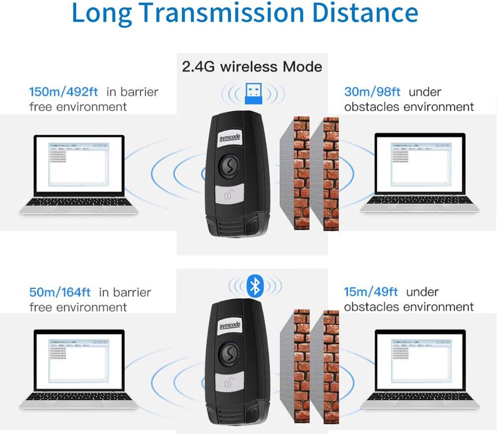 2D Handheld Portable Mini Wireless Bluetooth USB Bar code Scanner,with Storage Mode,16MB Storage Memomry