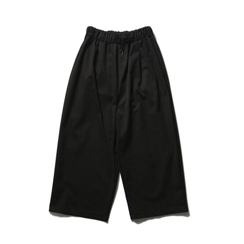 Spring solid color men's pants straight tooling pants loose plus fat casual trousers men streetwear joggers men: L