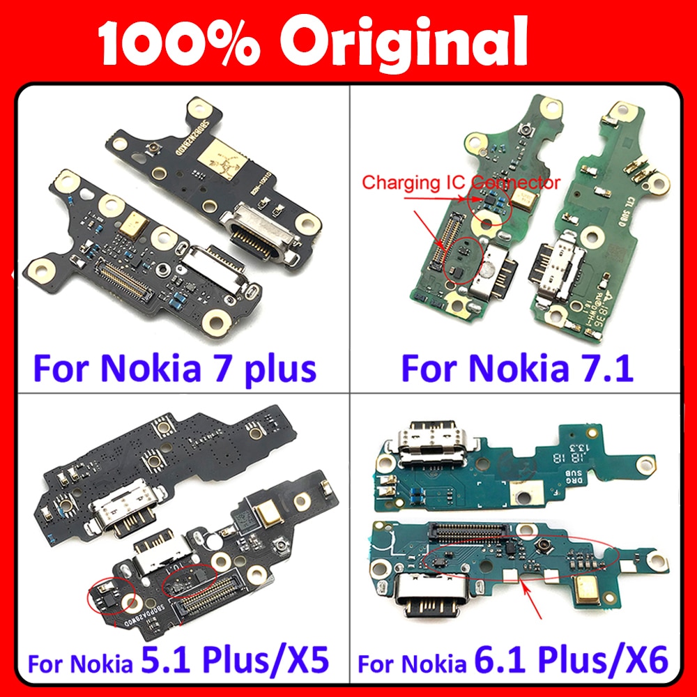 Originele Usb Charging Port Dock Connector Mic Board Flex Kabel Voor Nokia 6 7 Plus 5.1 6.1 7.1 8.1 plus X5 X6 X7 Usb Board