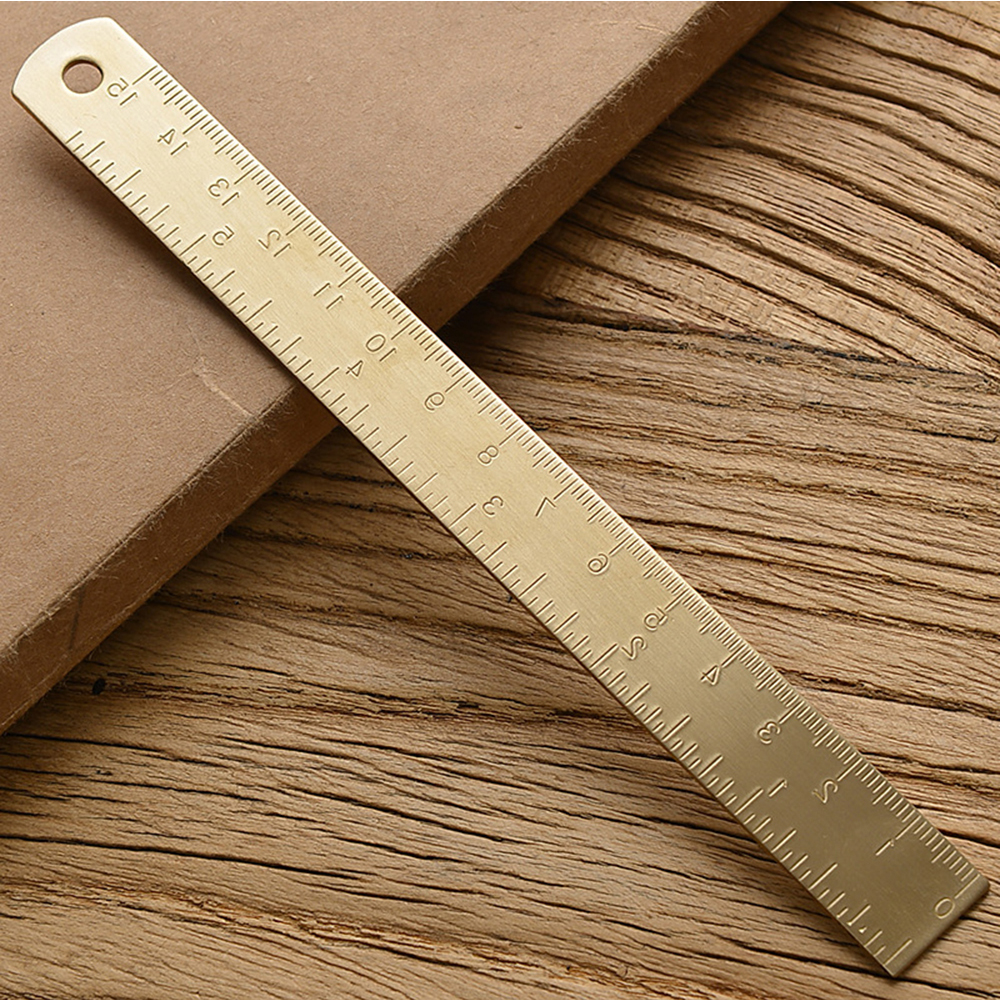 15cm messing rett linjal for skolekontor skrivesaker metallmaling tegneverktøy rose gull måler linjal bokmerke: Hvit