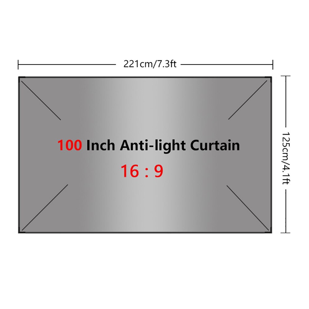 Home Projector Screen 60/72/84/92/100 inch Anti-wrinkle Reflective Fabric Cloth 16:9 Portable Anti-light Projection Movie Screen