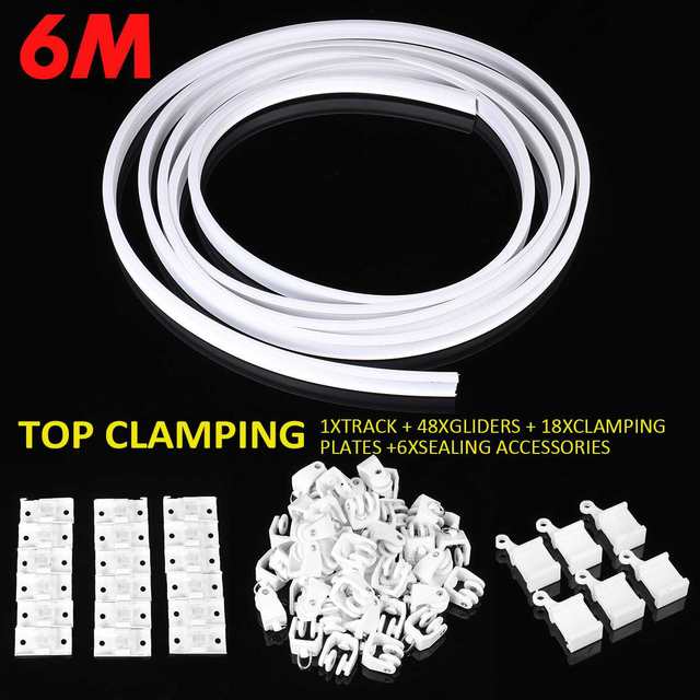 3M 5M 6M flexibel Decke Vorhang Schiene Biegsamen Fenster Stange Gerade Kurve Vorhang Zubehör oben Seite spann Wohnkultur: 6M Top Clamping