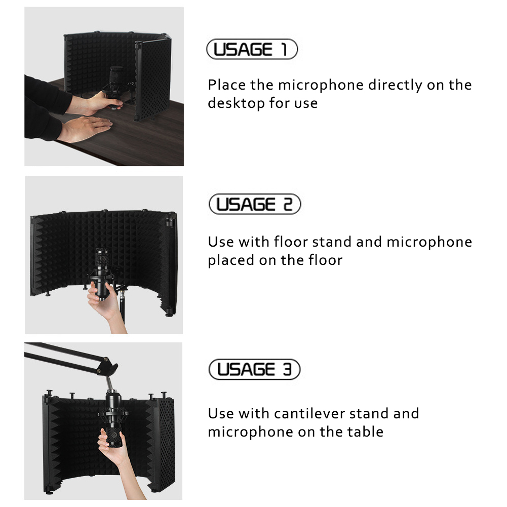Recording Microphone Wind Screen Shield Board Sound-absorbing Cover Mic Sound Insulation Screen Sound-proof Plate studio screen