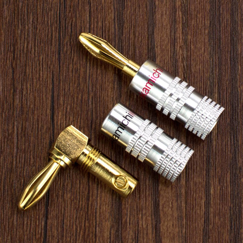 4mm Nakamichi Banana Plug Haakse Speaker Banana Plug Adapter Wire Connector 24K Gold Plated Voor HiFi