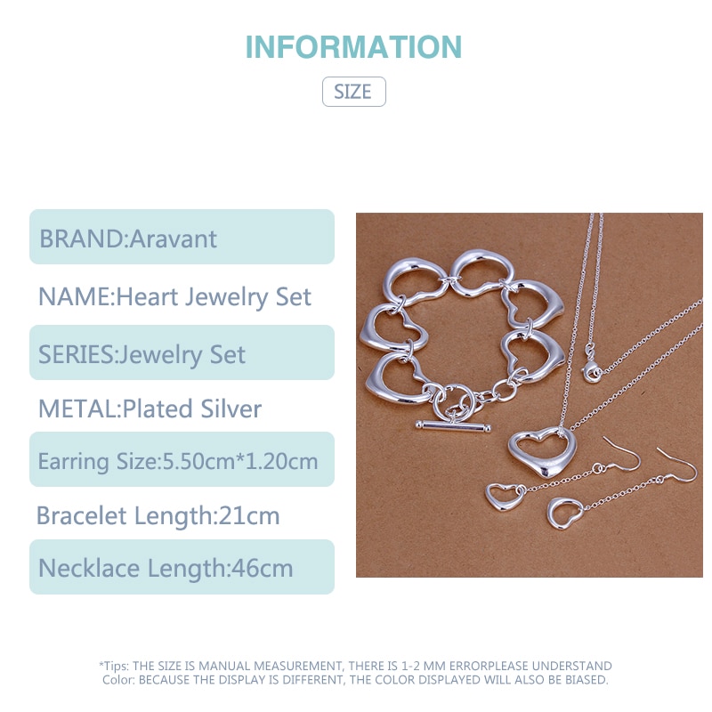 925 Zilveren Sieraden Sets Romantische Hart Hanger Ketting Kettingen Lange Kettingen Dangle Earring Armband Set Vrouwen Engagement Sieraden