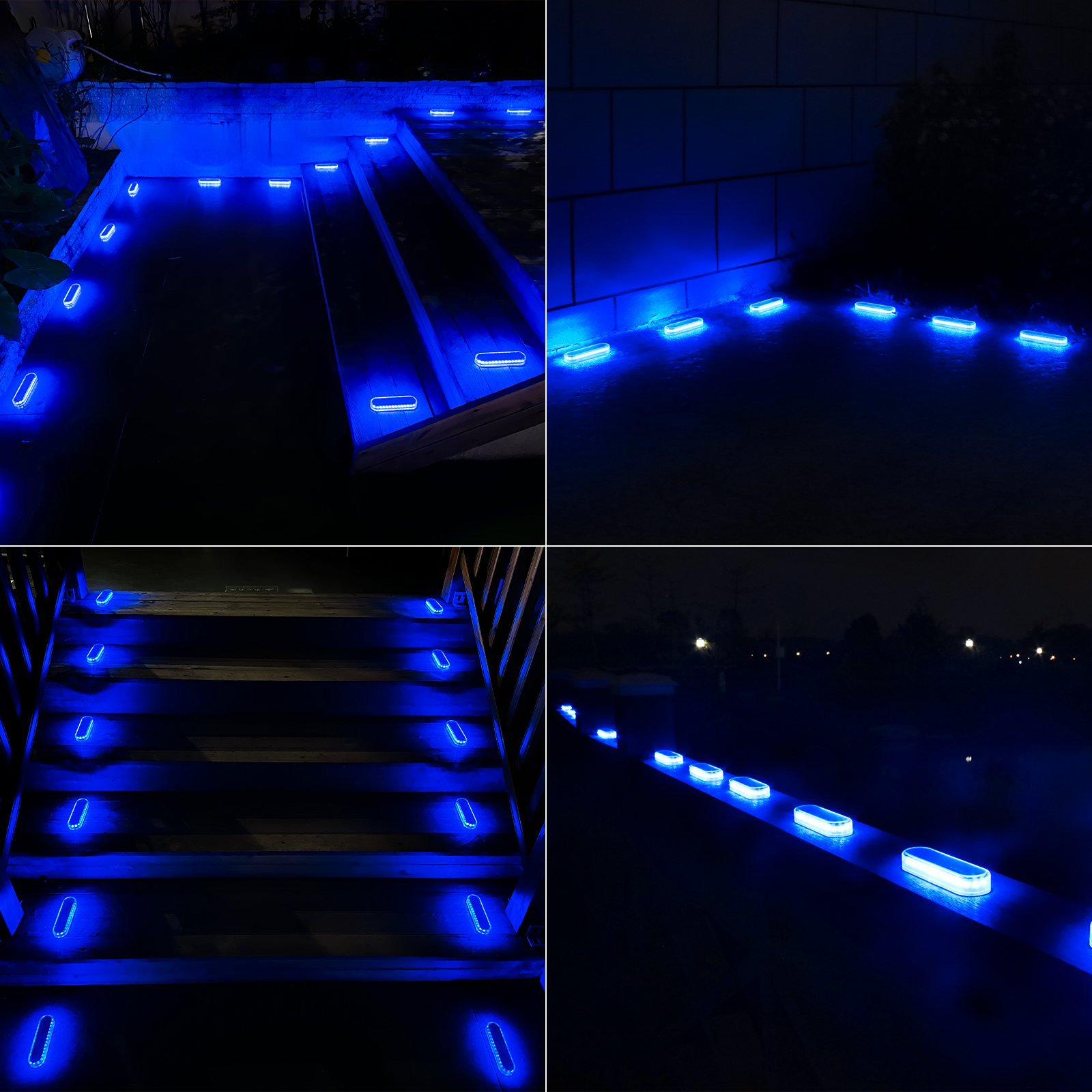 Solcelledrevne terrasselamper 4 -stiks udendørs trinlamper vandtætte  ip68 led solcelledrevne havelamper til trapper hegn have terrasse sti