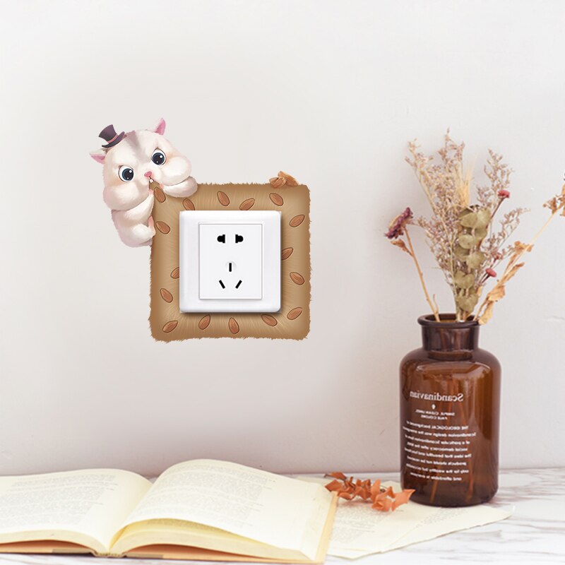 Modern minimalist cartoon switch sticker wall sticker socket bedroom living room wall decoration light switch