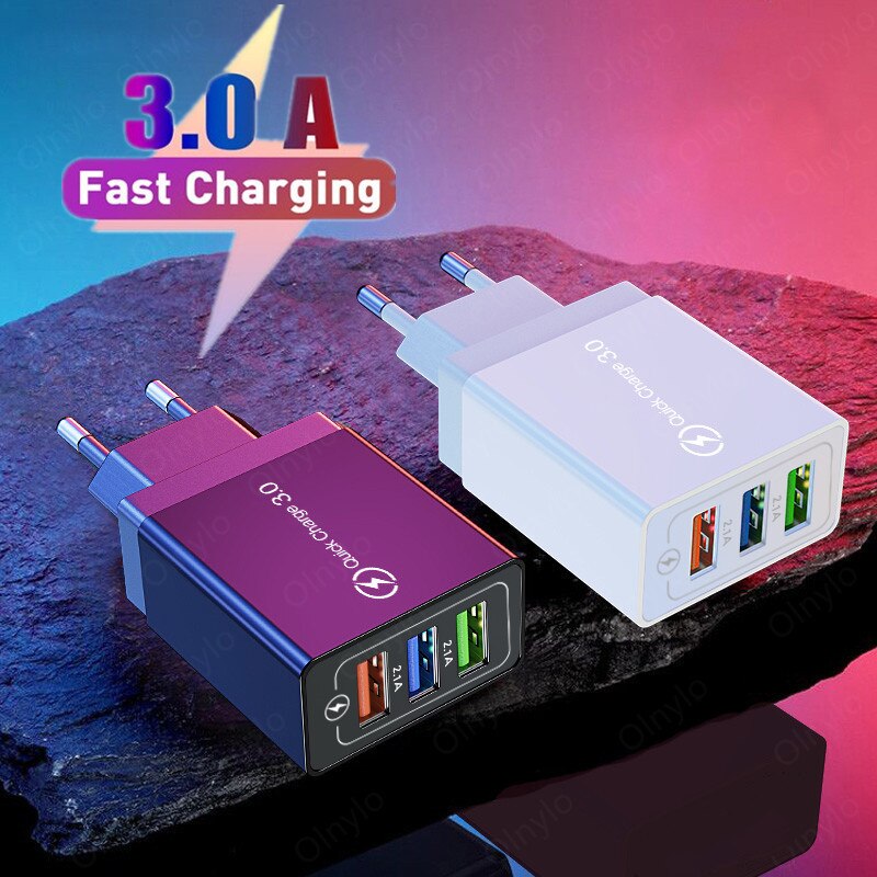 USB Ladegerät Für Smart Telefon 3 Port Schnelle Ladung Für iPhone 12 Xiaomi Mobile Adapter Für Huawei Samsung s10 EU/UNS/UK Wand Ladegeräte