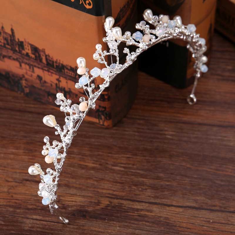 Wedding Jewelry Set For Bride Luxury Hair Jewelry Crystal Rhinestone Tiaras Hair Accessories Pearl Headpiece Leaf Tiara Headband