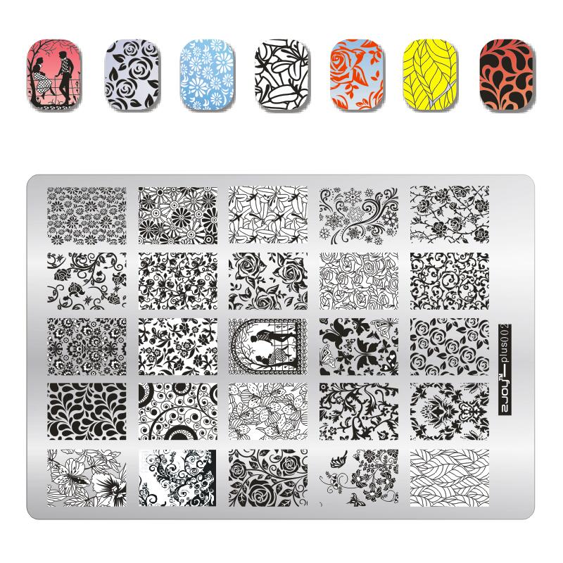 ZJOY-PLUS 1Pcs 9.5*14.5CM Nail Art Stamping Plates Stamping Nail Image Templates Manicure Stencils For Nails Stamps 19 Styles: 2