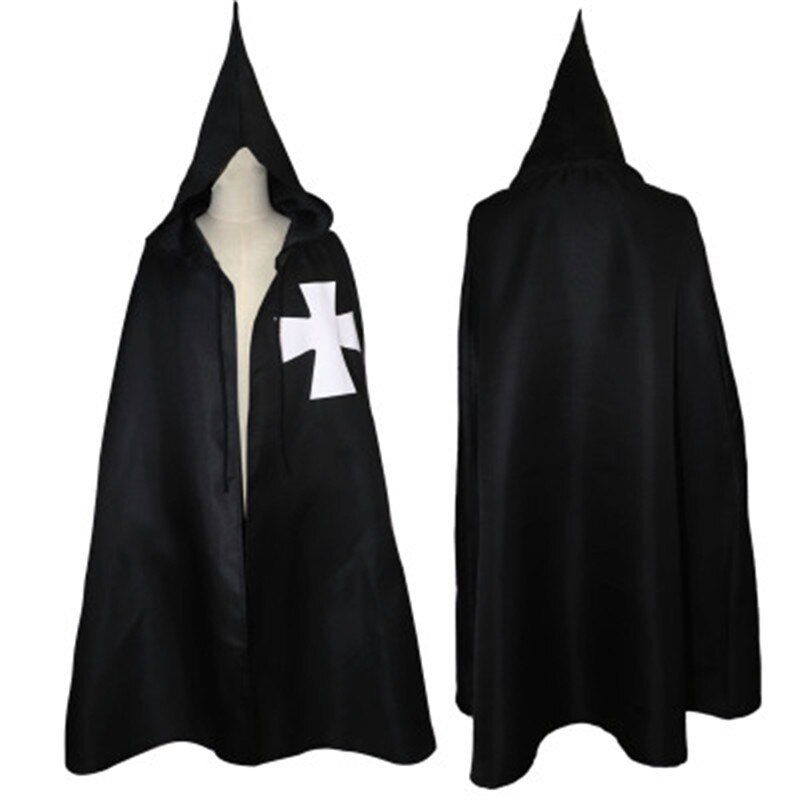 Adult Halloween Medieval Costume Robe Knights Templar Cloak Hospitaller Tunic Cape